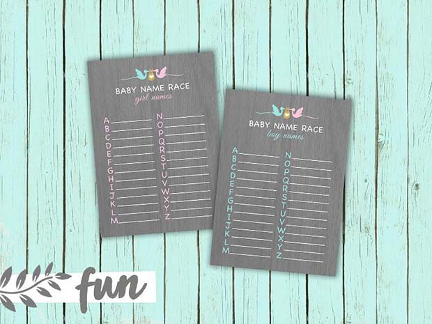 Baby Name Game for Gender Reveal Party