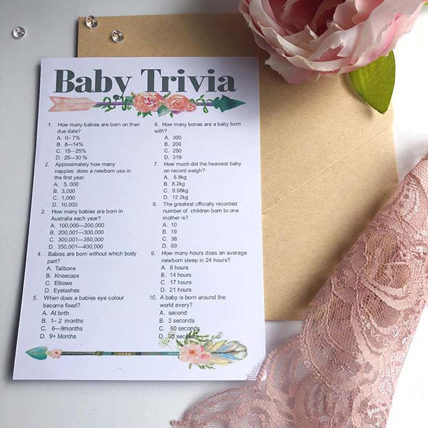 Baby Trivia Gender Reveal Game Idea