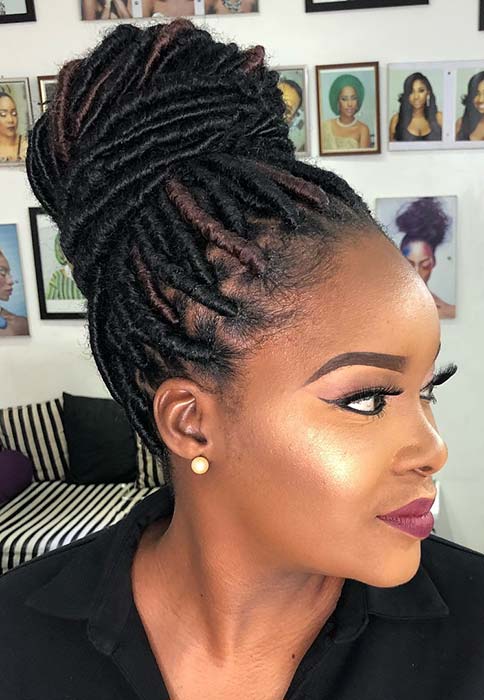 Crochet Faux Locs into a Bun