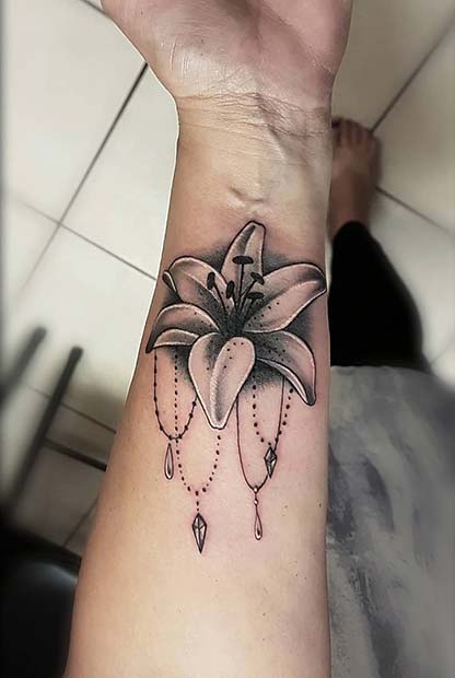 Black Ink Lily with Jewelry Feature