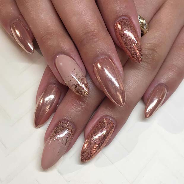 Rose Gold Chrome Nails