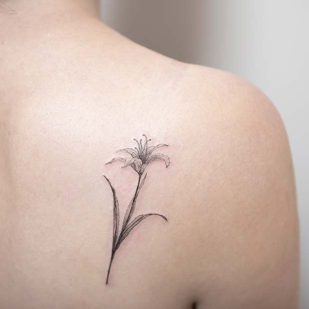 Simple and Delicate Lily Tattoo 