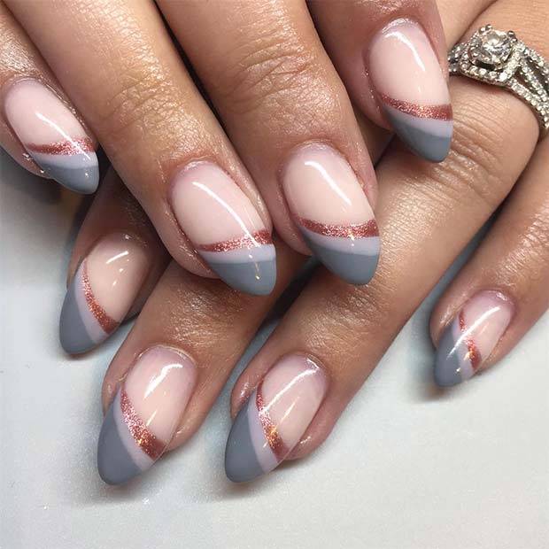 Rose Gold Almond Nails