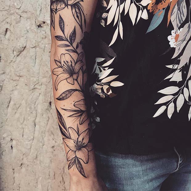 Badass, Lily Sleeve Tattoo Idea