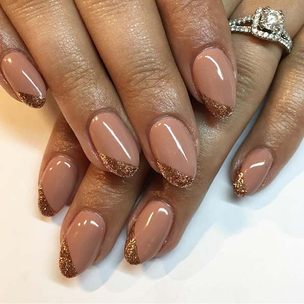 Nude and Rose Gold Nails