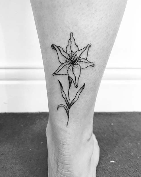 Simple Lily Tattoo Design 