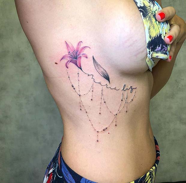 Pretty Lily Tattoo with Jewelry Feature