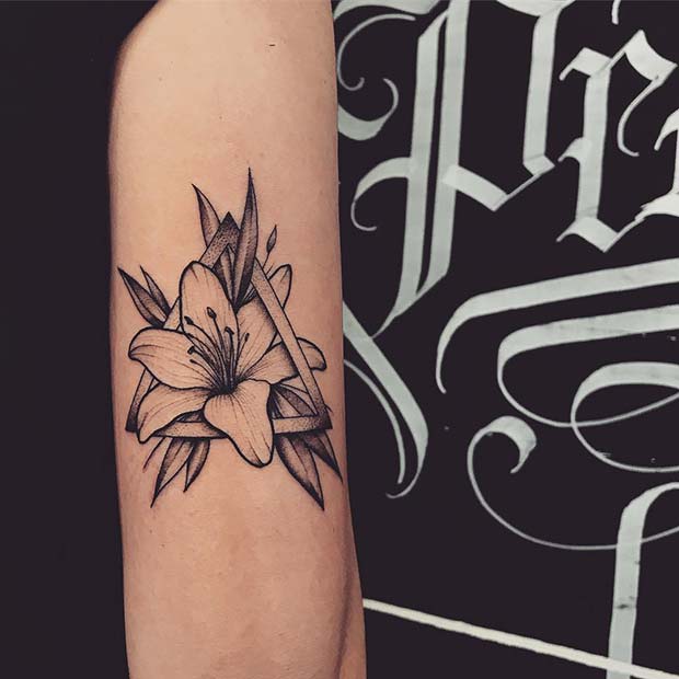 Triangle Lily Tattoo Idea