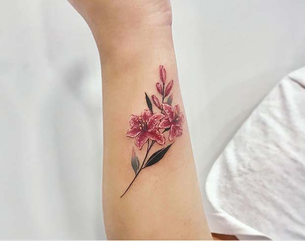 Vibrant Lilies Arm Tattoo 