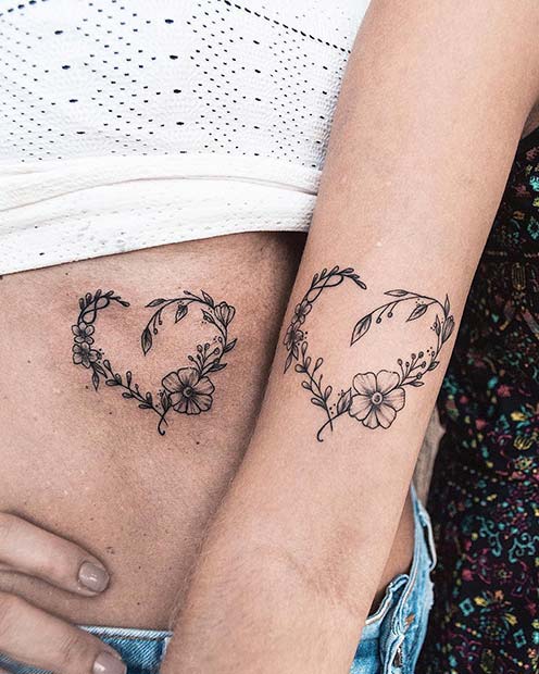 Beautiful Flower Heart Tattoos