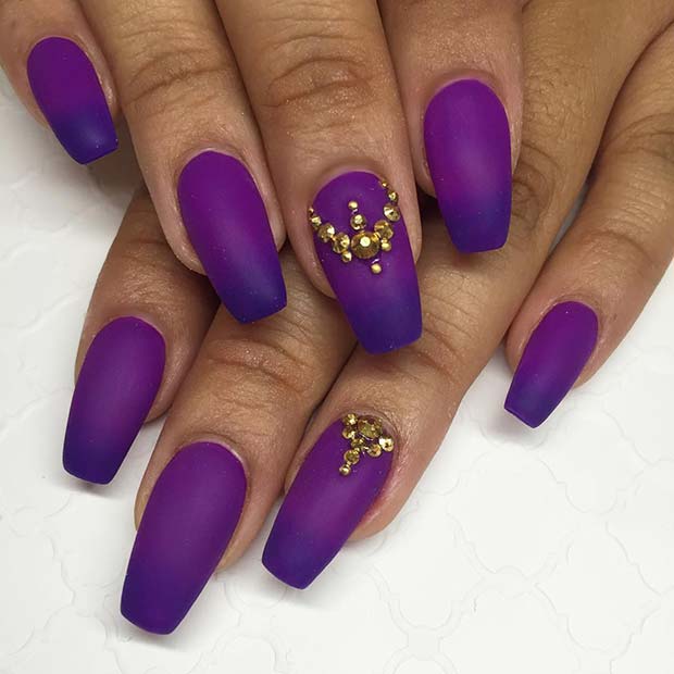 Matte Purple Ombre Nails