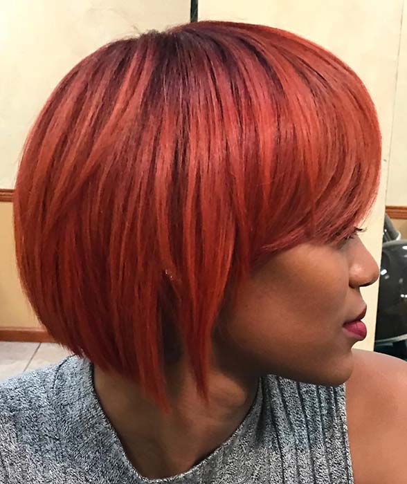 Bold, Red Bob Hairstyle for Black Women