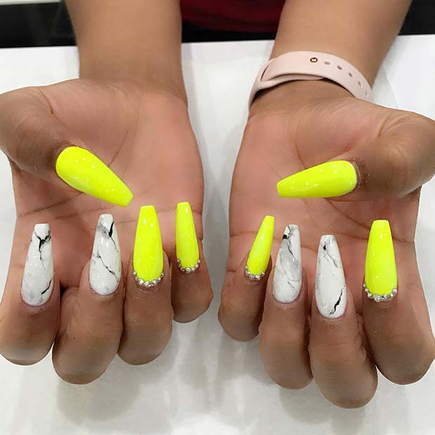 Neon Yellow Nail Design