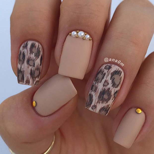 Leopard Korte Acrylnagels