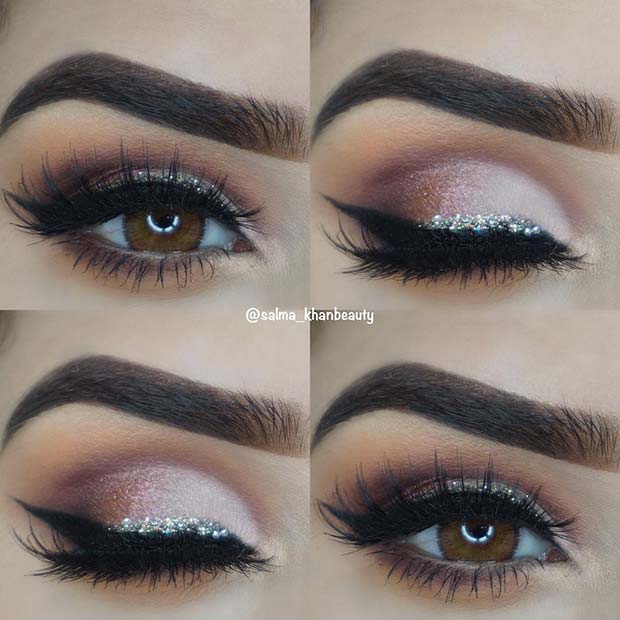 Pretty Pink Smokey Eye with Silver Glitter