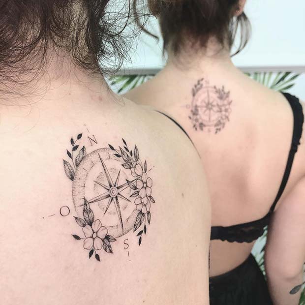 Pretty, Compass Tattoo Design 