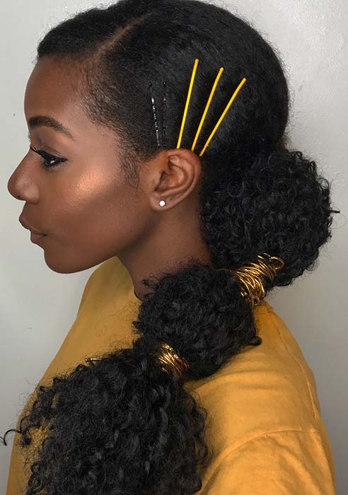 Low Ponytail with Curly Weave