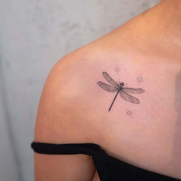 Cute Dragonfly Tattoo for Girls