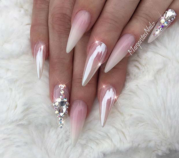 French Ombre and Chrome Nails