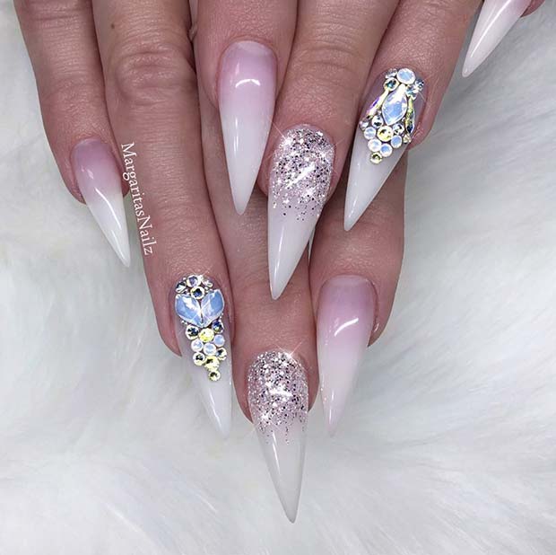 Glam French Ombre Stiletto Nails