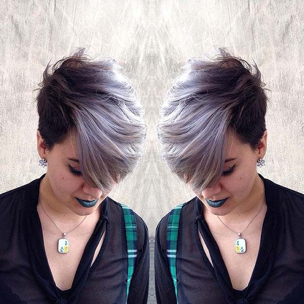 Icy Grey Short Ombre Hair