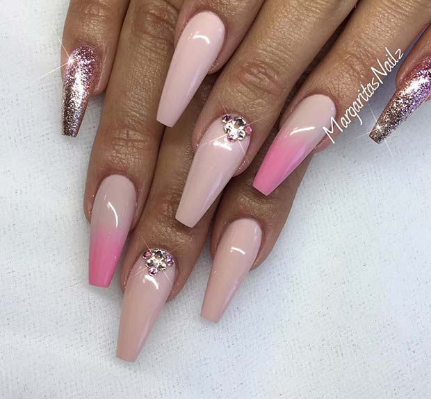 Nude Ombre Coffin Nails