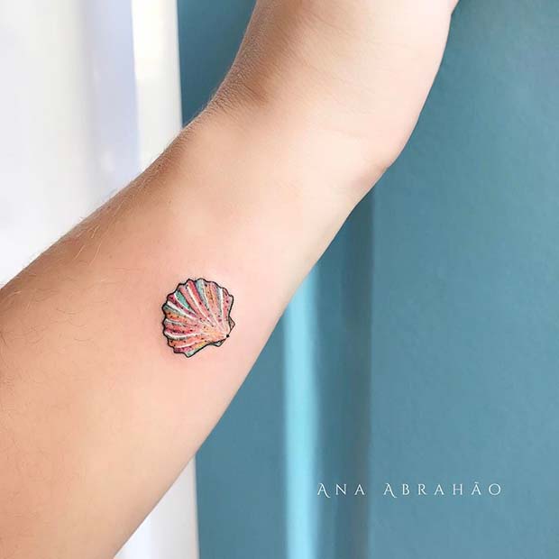 Small and Colorful Shell Tattoo 