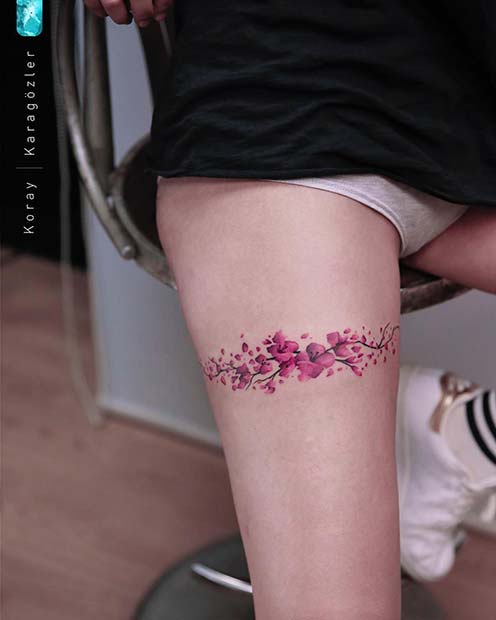 Pretty Floral Garter Tattoo