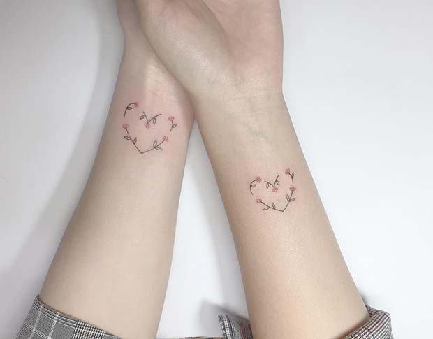 Pretty Matching Floral Hearts