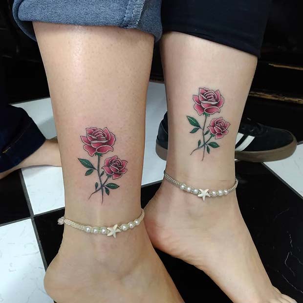 Pretty Matching Rose Tattoos for Friends or Sisters 