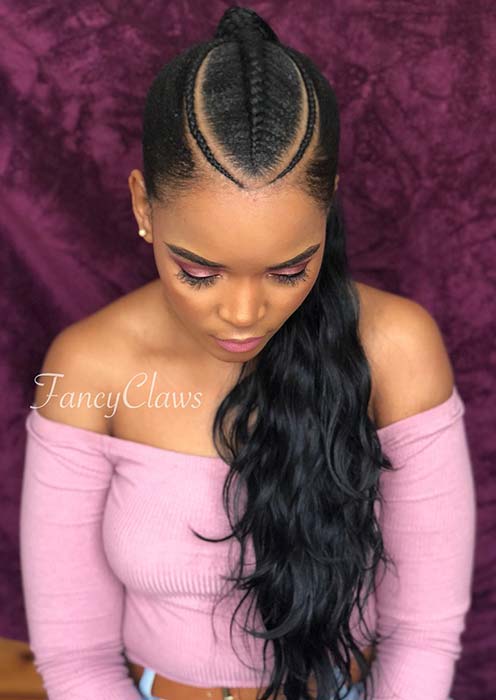 Braids into a High Weave Ponytail