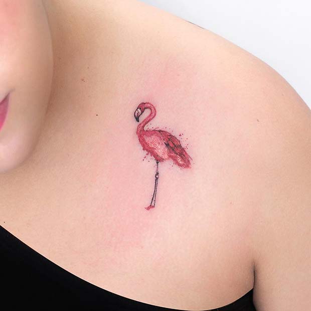Cute and Stylish Flamingo Tattoo