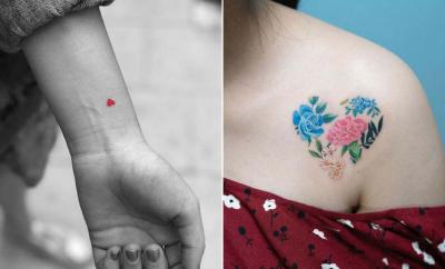 BTS heart tattoo located on the wrist minimalistic