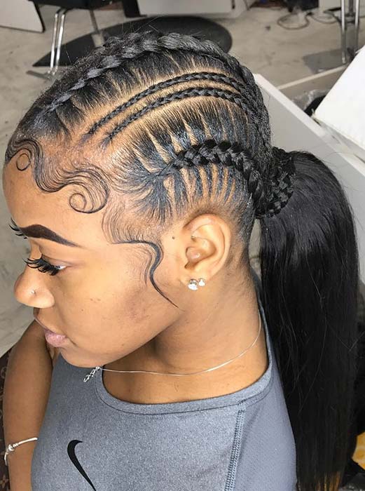 Braided Low Ponytail Weave