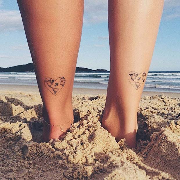 Matching Travel Tattoos for a Mother and Daughter
