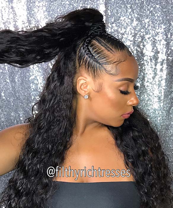 Braided Side Ponytail Weave