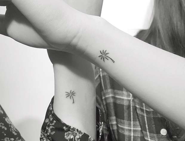 Matching Tropical Palm Tree Tattoos 