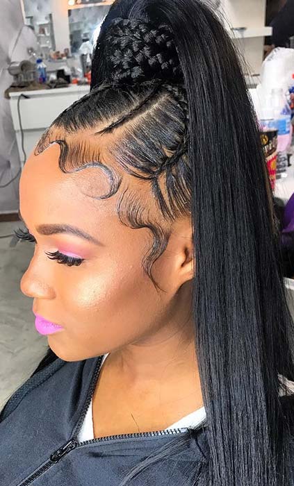 Very High Weave Ponytail with Braids