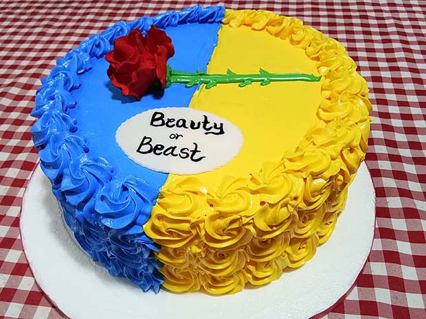 Beauty and the Beast Gender Reveal Cake