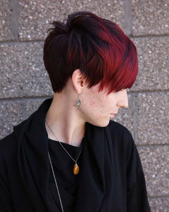 Black and Red Hair Combination for Short Hair