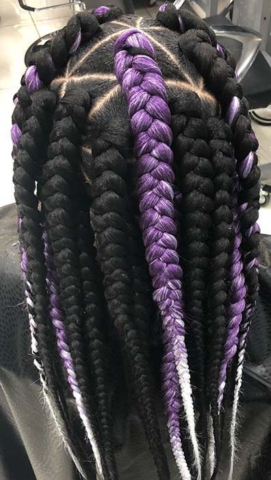 Bold Purple and Black Jumbo Braids