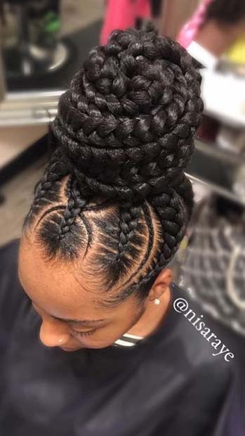 Jumbo Braids into a Braided Bun