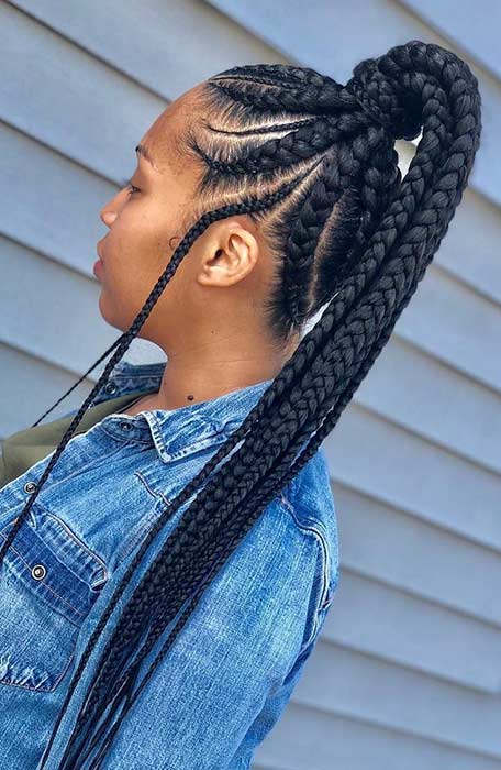 Braided Hairstyles In A Ponytail With Weave