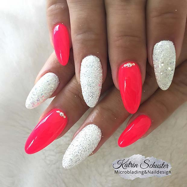 Pink and White Acrylic Nails