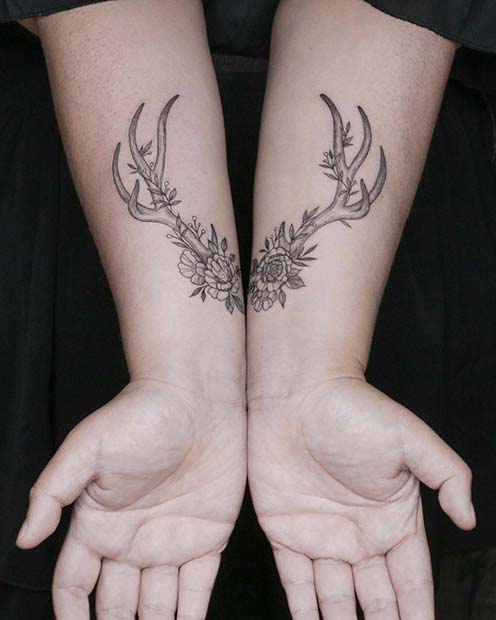 Cool Antler Tattoo Idea for Couples
