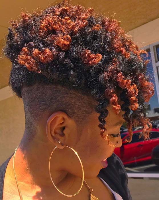 Short Natural Hairstyle with Copper Highlights 