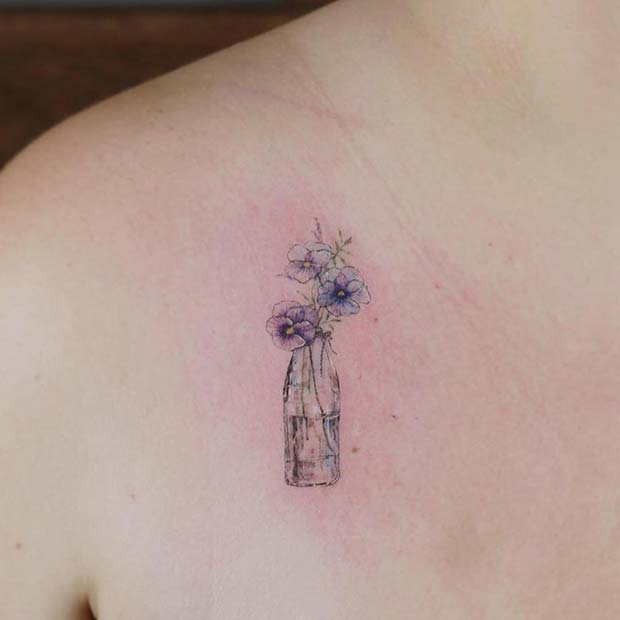 Cute Flowers in a Vase Tattoo Design