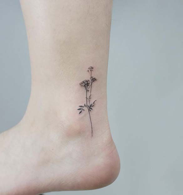 Delicate Floral Ankle Tattoo