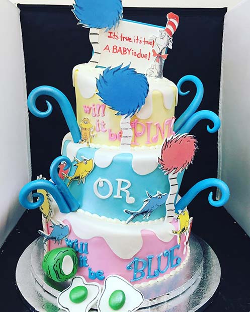Dr. Seuss Gender Reveal Cake