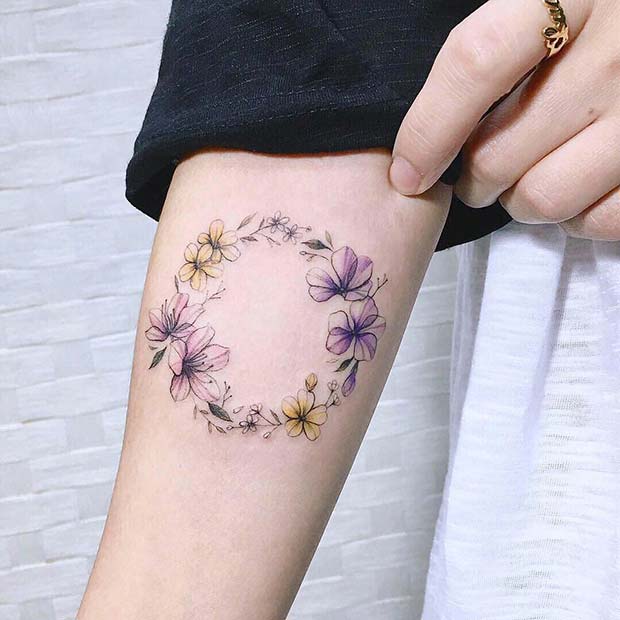 Elegant, Floral Circle Tattoo